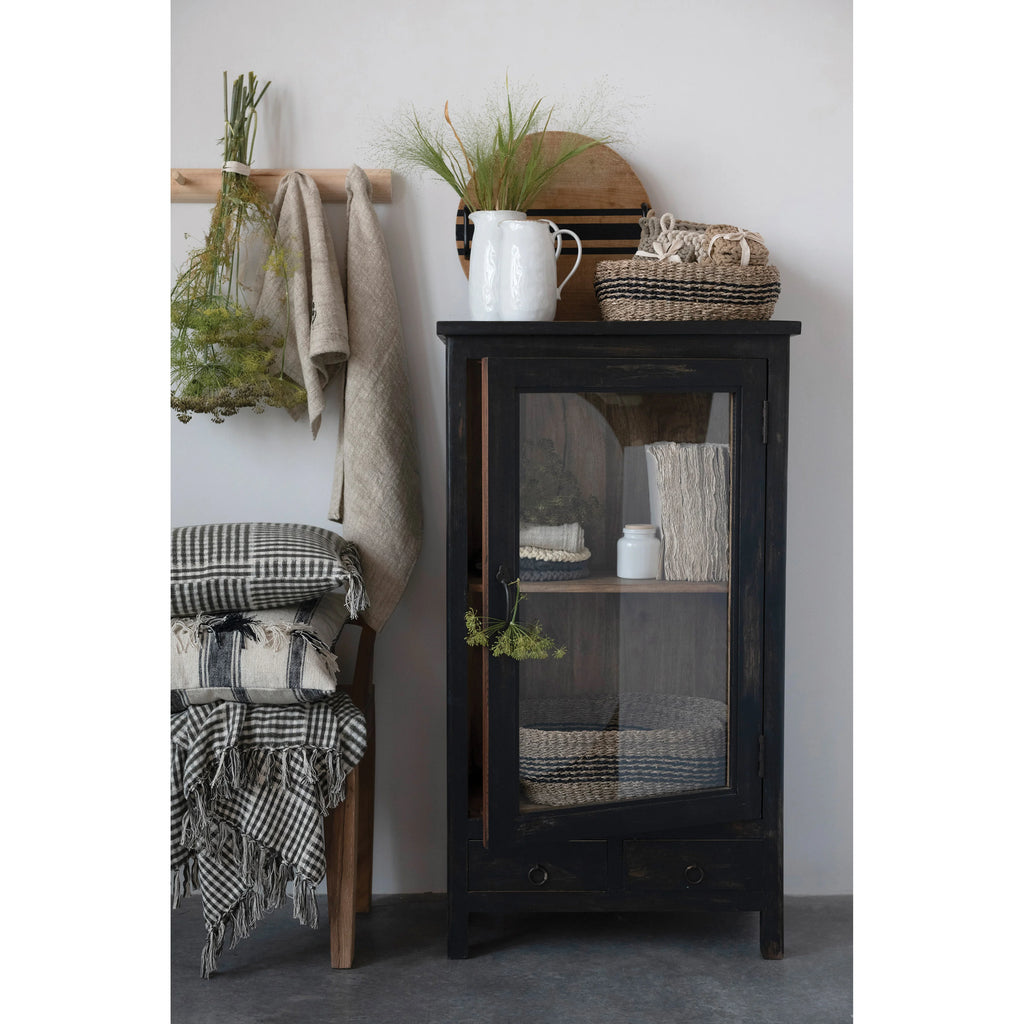 Distressed Black Finished Reclaimed Wood Cabinet