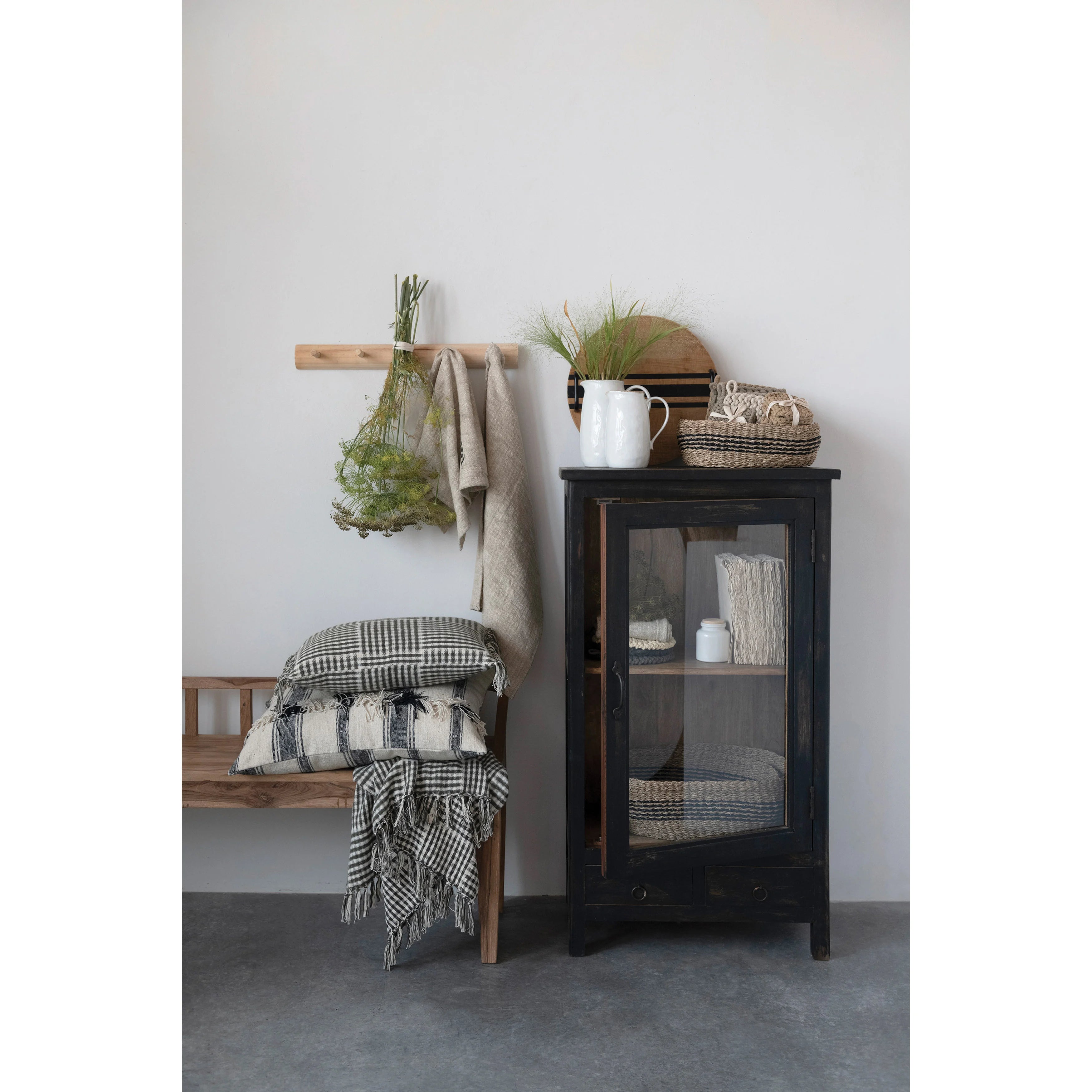 Distressed Black Finished Reclaimed Wood Cabinet