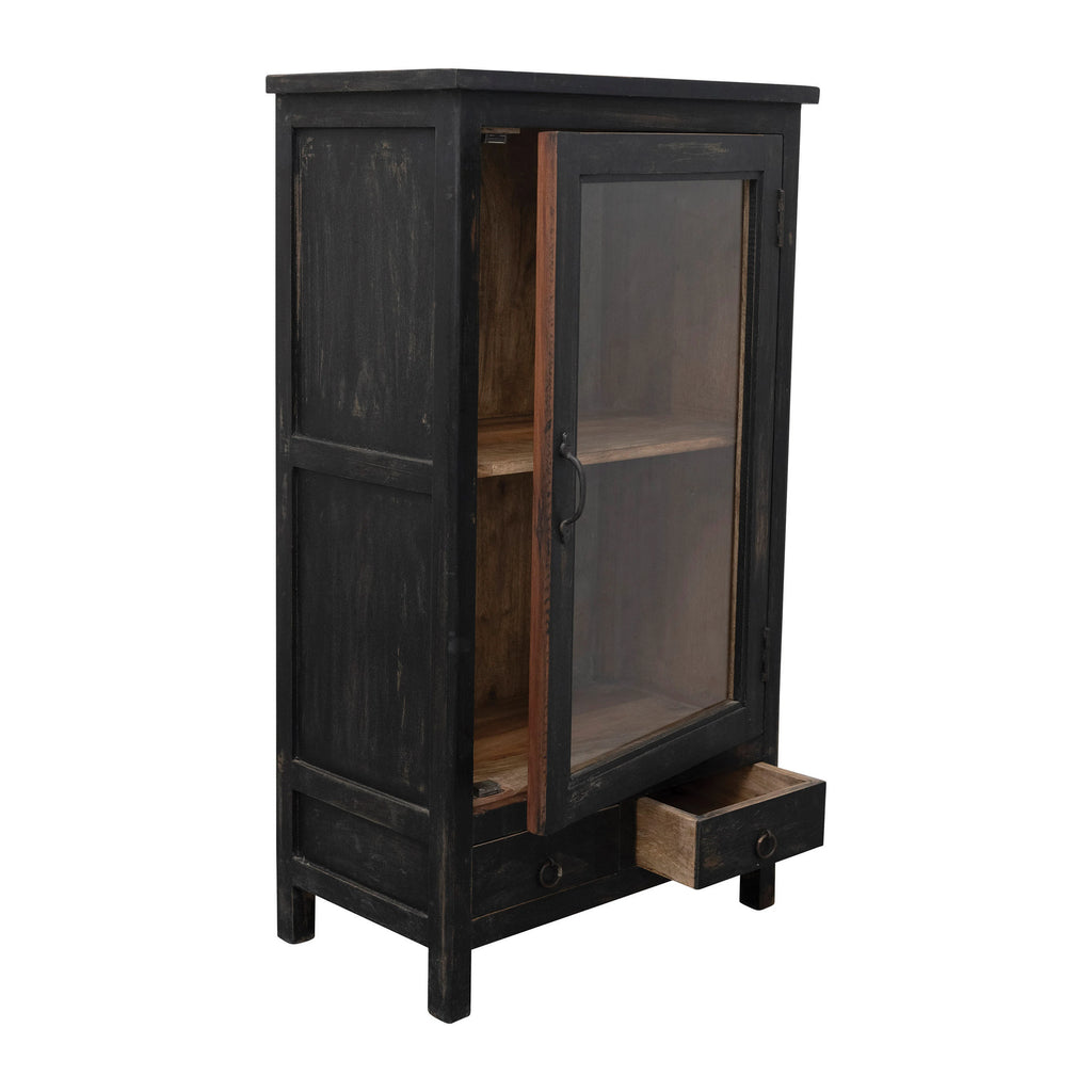 Distressed Black Finished Reclaimed Wood Cabinet