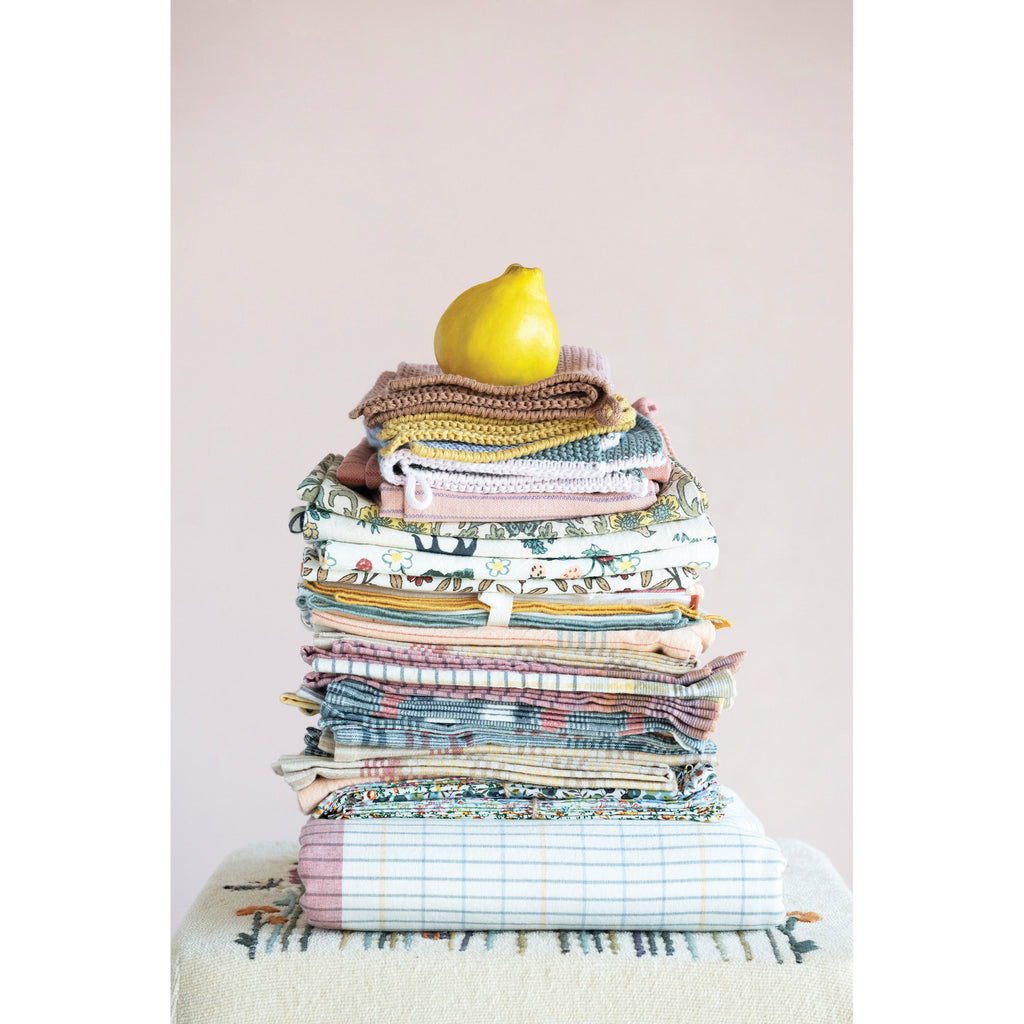 Cotton Printed Tea Towels w/Pattern