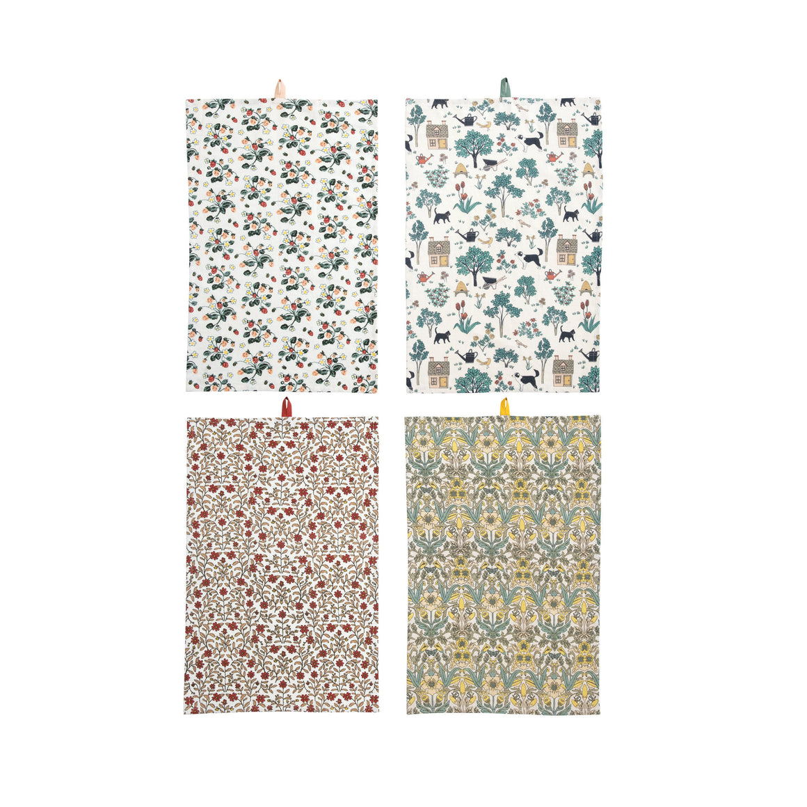 Cotton Printed Tea Towels w/Pattern