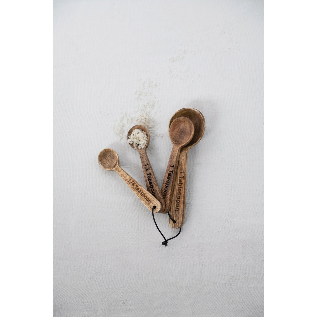 S/4 Mango Wood Measuring Spoons