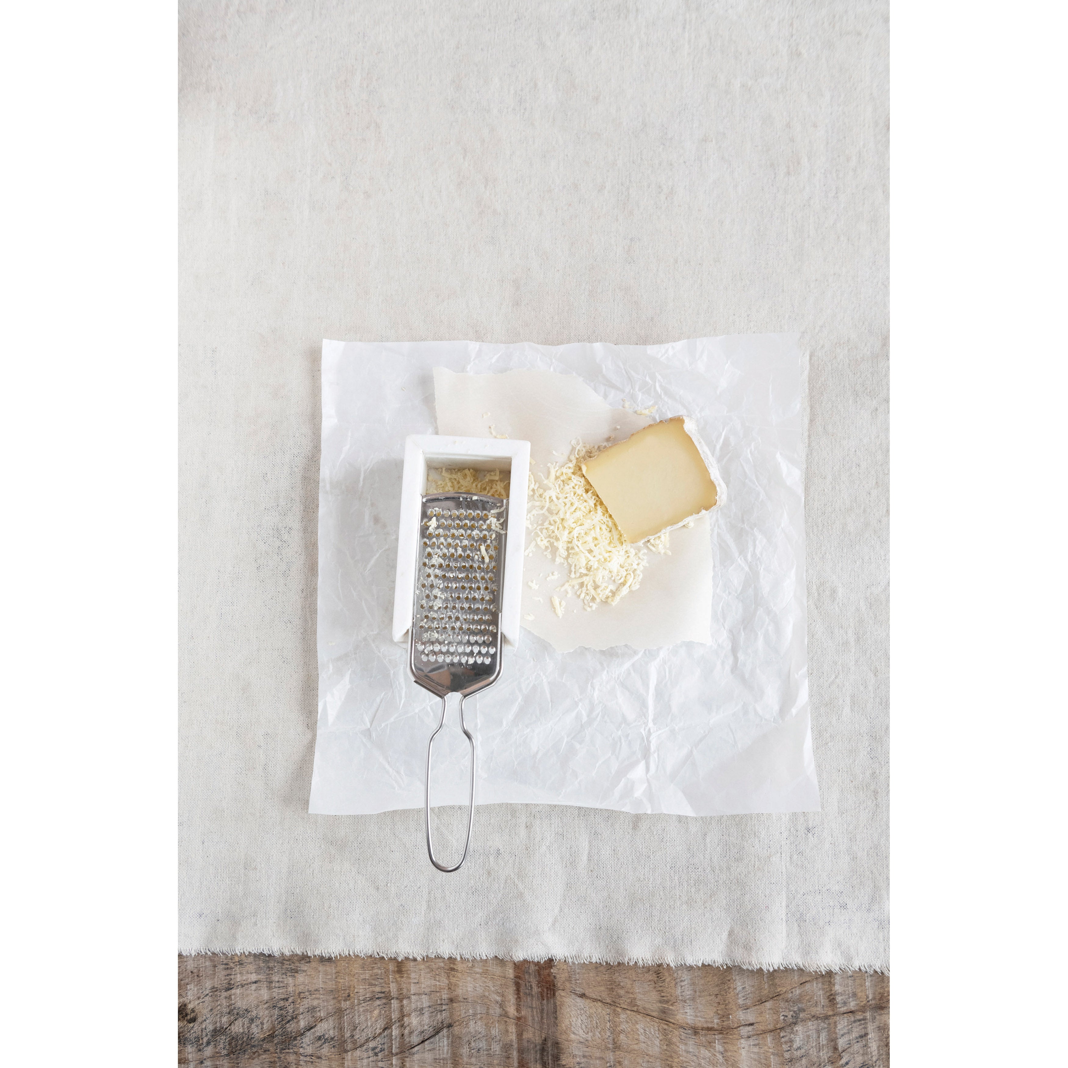 White Marble & Stainless Steel Grater Set
