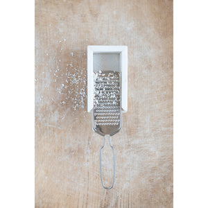 White Marble & Stainless Steel Grater Set
