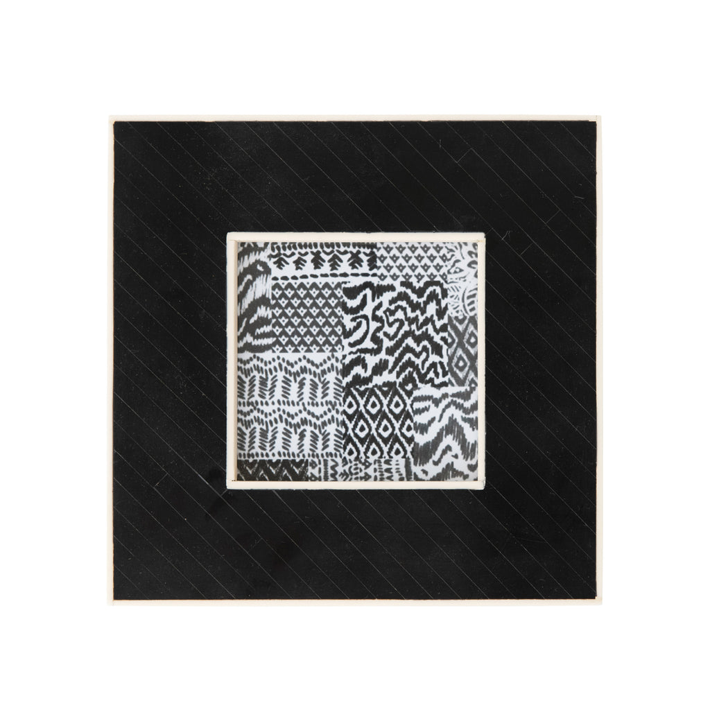 Black & Cream Square Resin Photo Frame w/Diagonal Inlay
