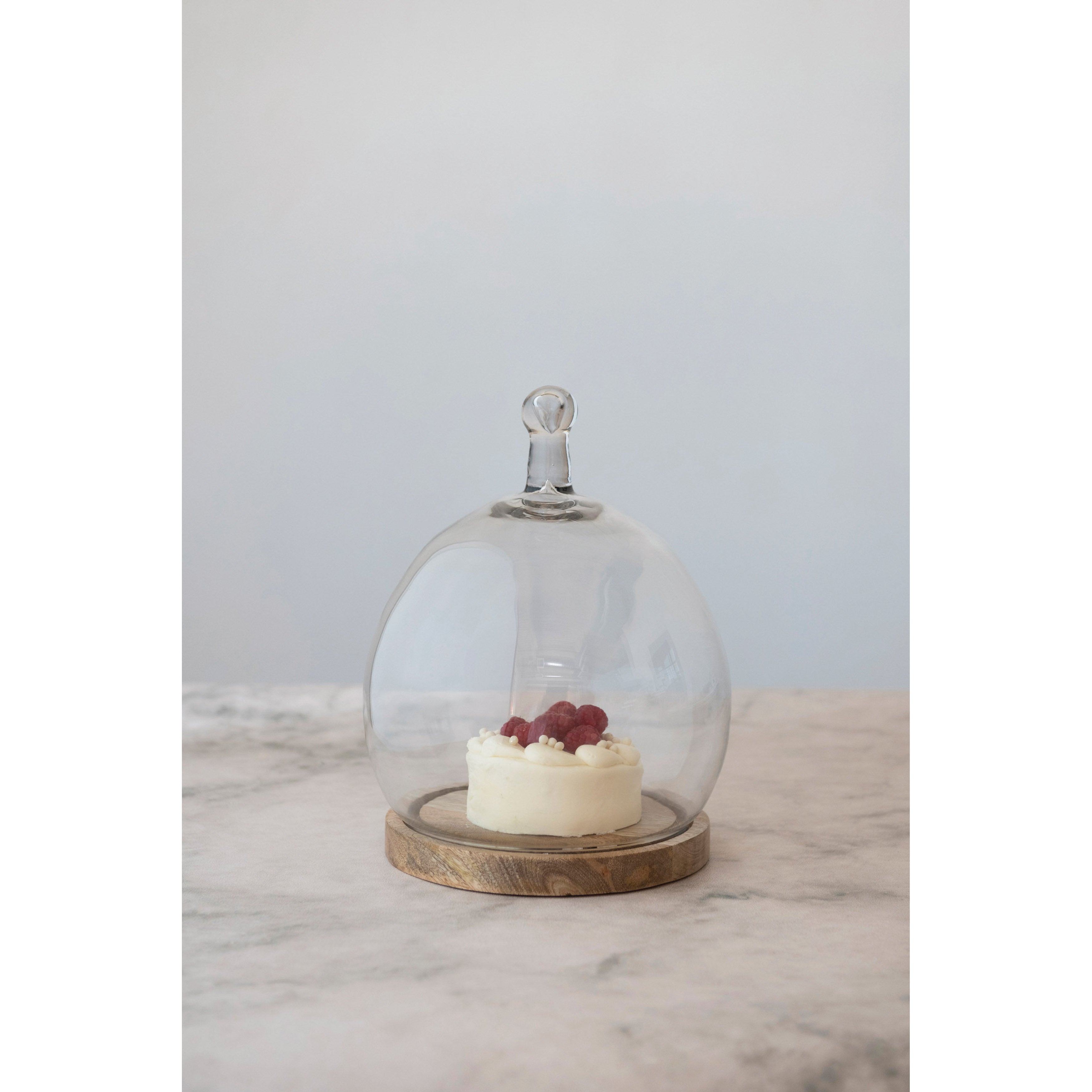 Round Glass Cloche w/Wooden Base