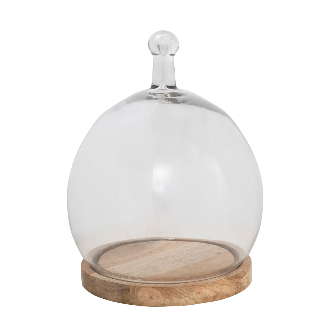 Round Glass Cloche w/Wooden Base
