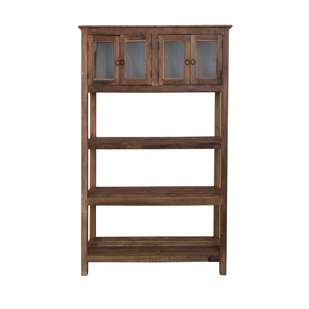 Reclaimed Wood Shelving Unit w/Upper Cabinet
