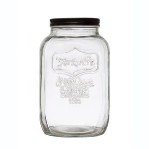 Soda Lime Glass Jar w/Black Metal Lid