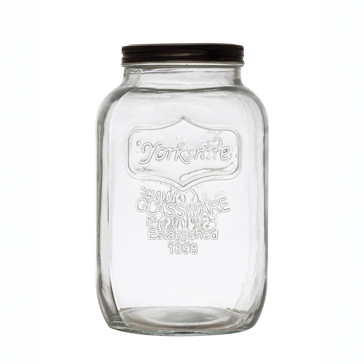 Soda Lime Glass Jar w/Black Metal Lid