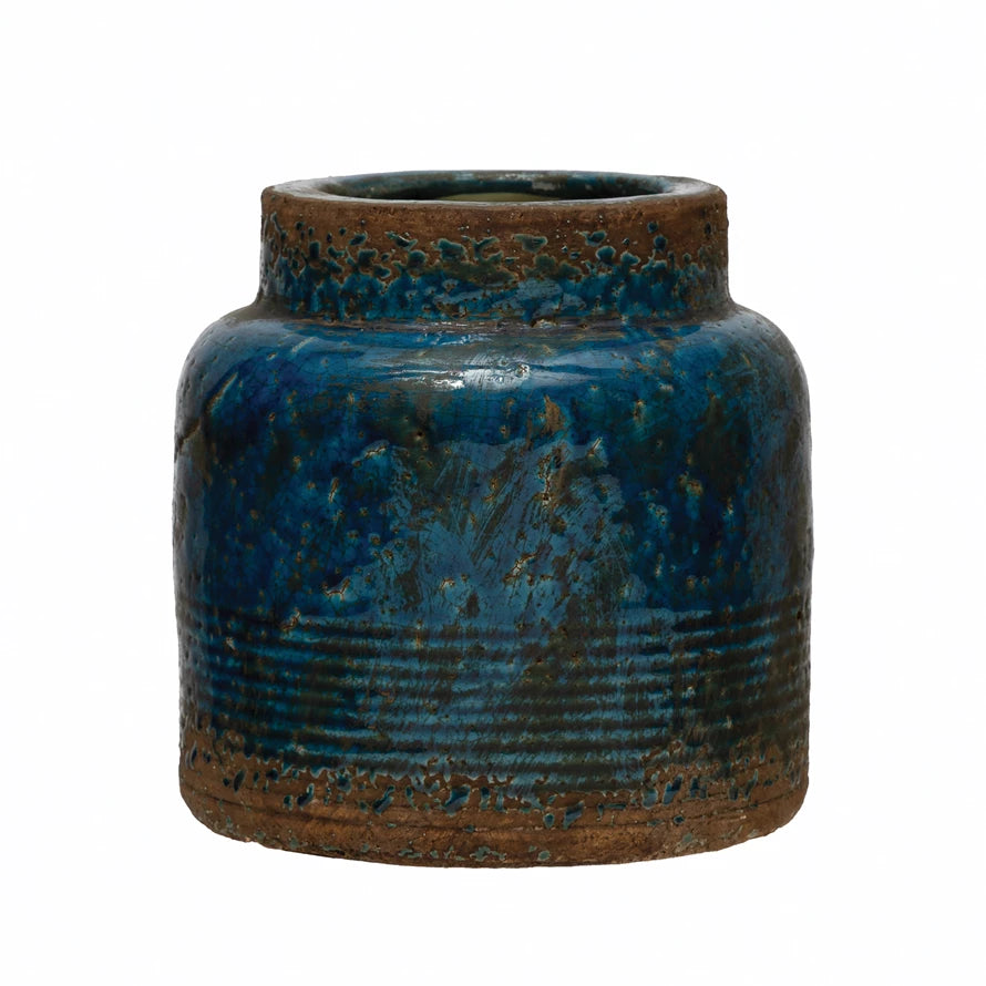 Distressed Blue Terracotta Pot