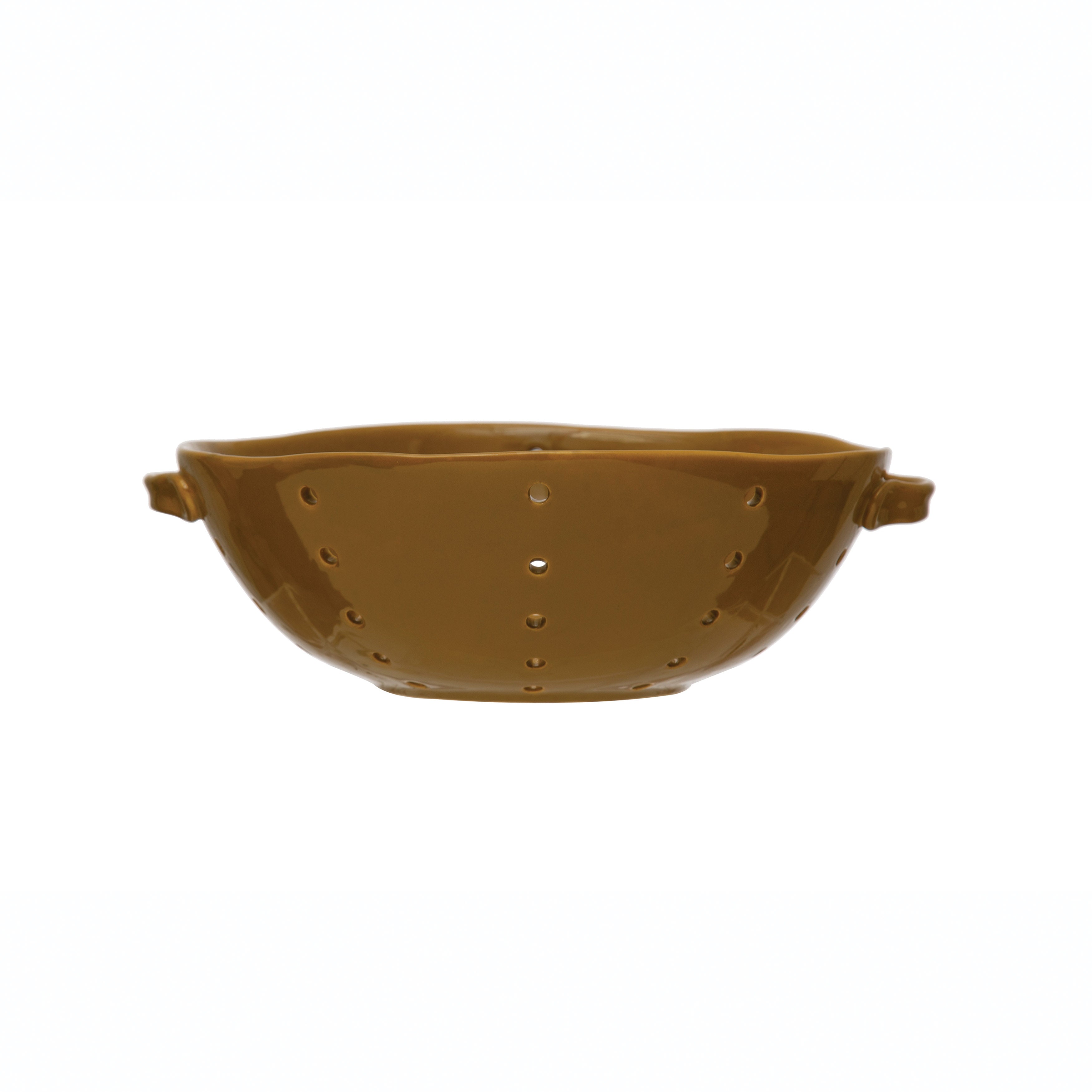 Butterscotch Colored Stoneware Colander w/Handles