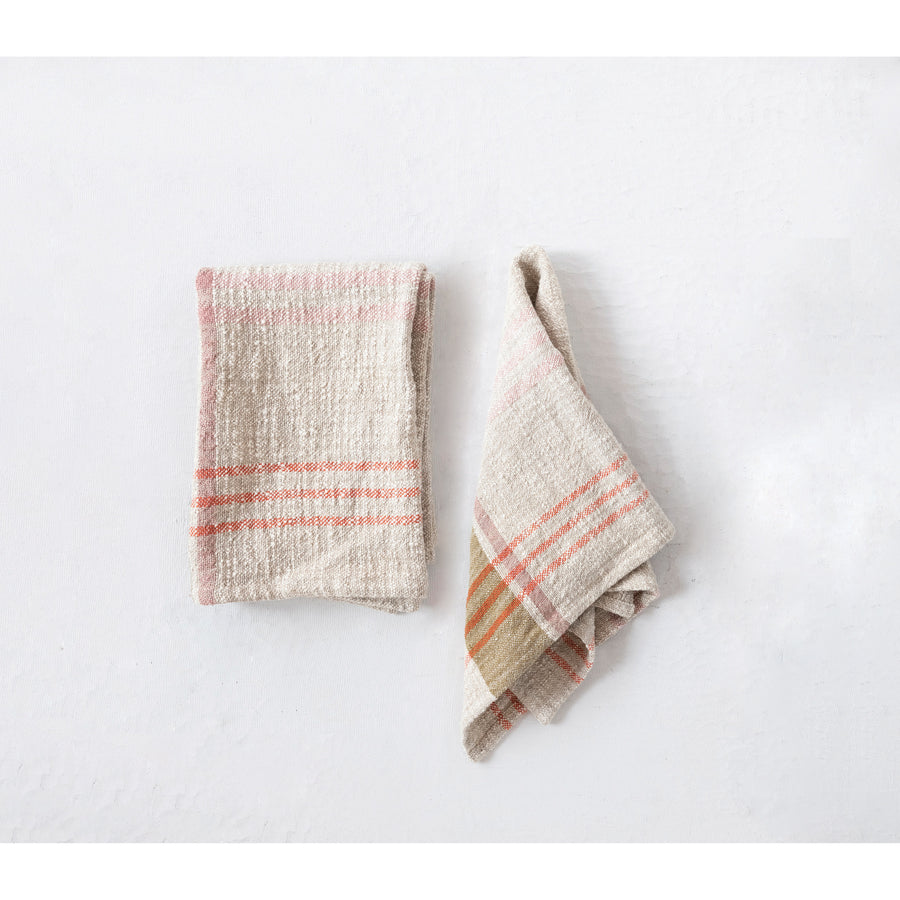 Woven Cotton & Linen Plaid Tea Towel