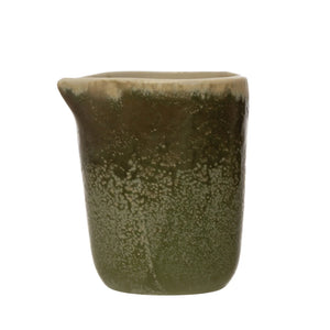 Green Stoneware Creamer w/Reactive Glaze