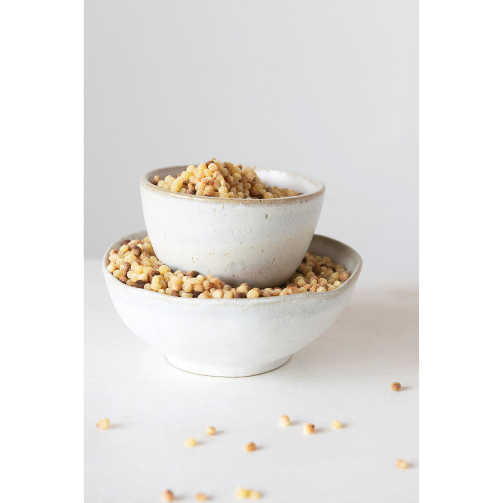 Matte White Irregular Edge Bowl w/Reactive Glaze