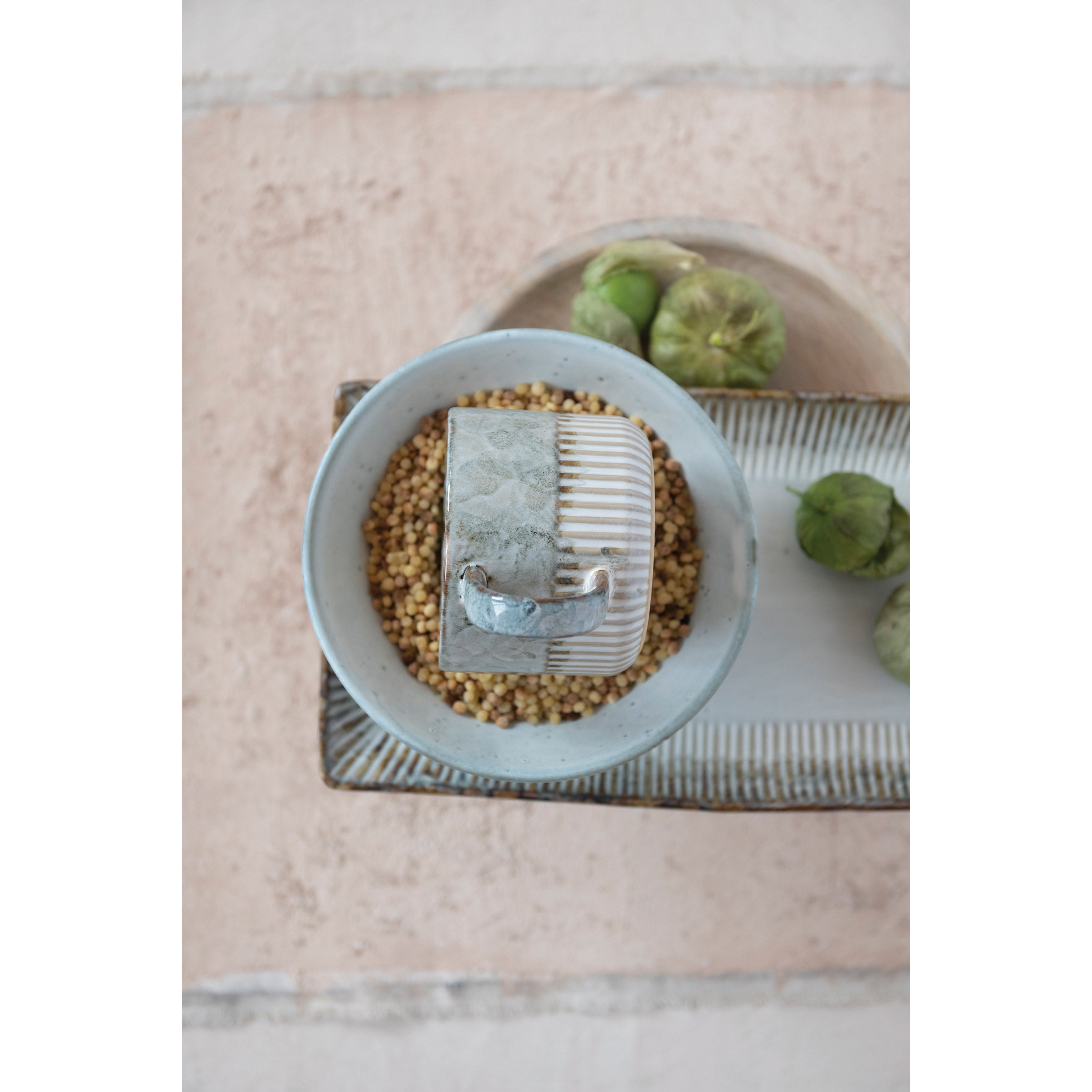 White Stoneware Bowl w/Reactive Glaze