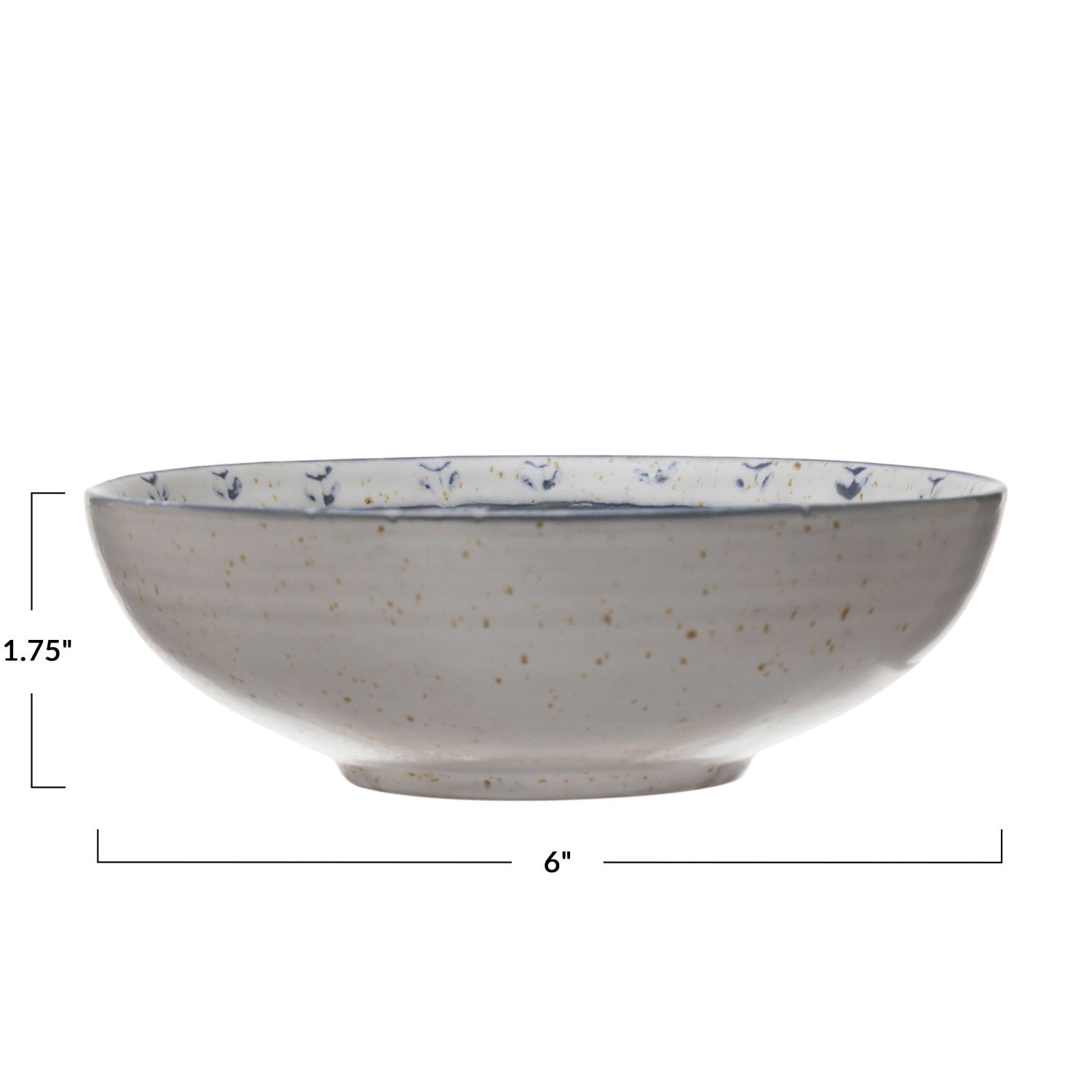 Antique White & Blue Stoneware Bowl w/Debossed Pattern