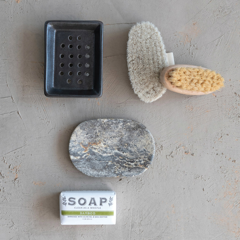 Footed Stoneware Soap Dish