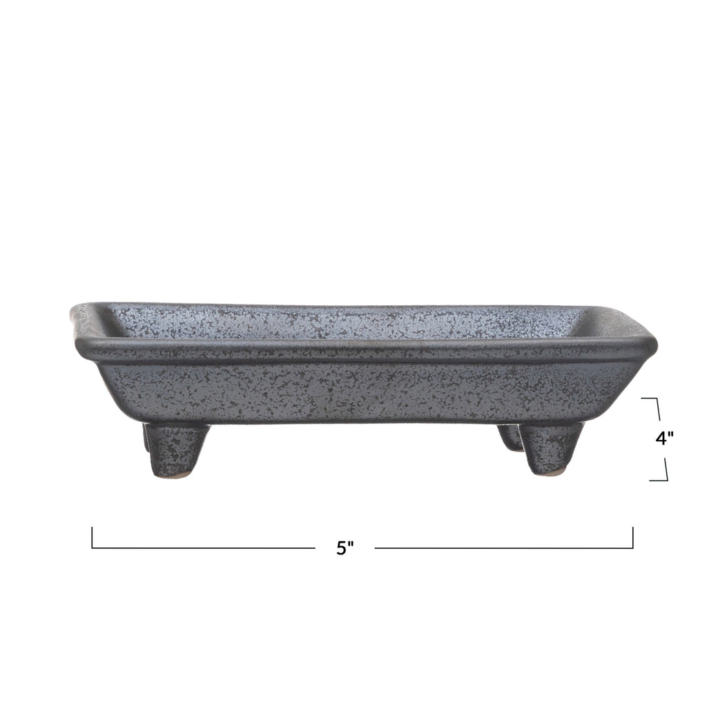 Footed Stoneware Soap Dish