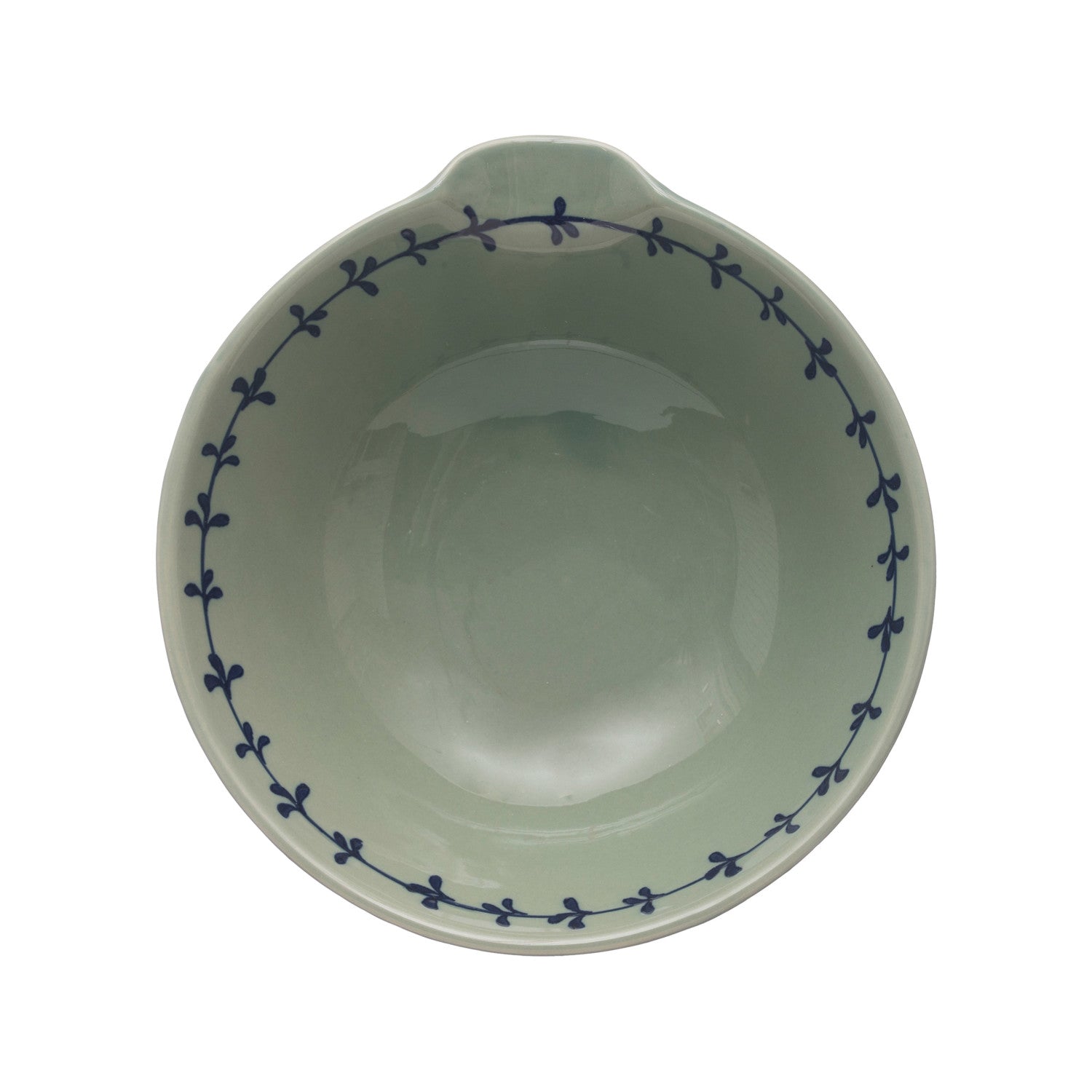 Aqua & Blue Hand-Painted Stoneware Bowl/Spout