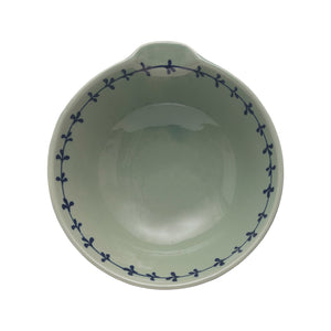 Aqua & Blue Hand-Painted Stoneware Bowl/Spout