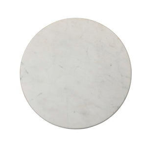 White Marble Lazy Susan w/Wood Base