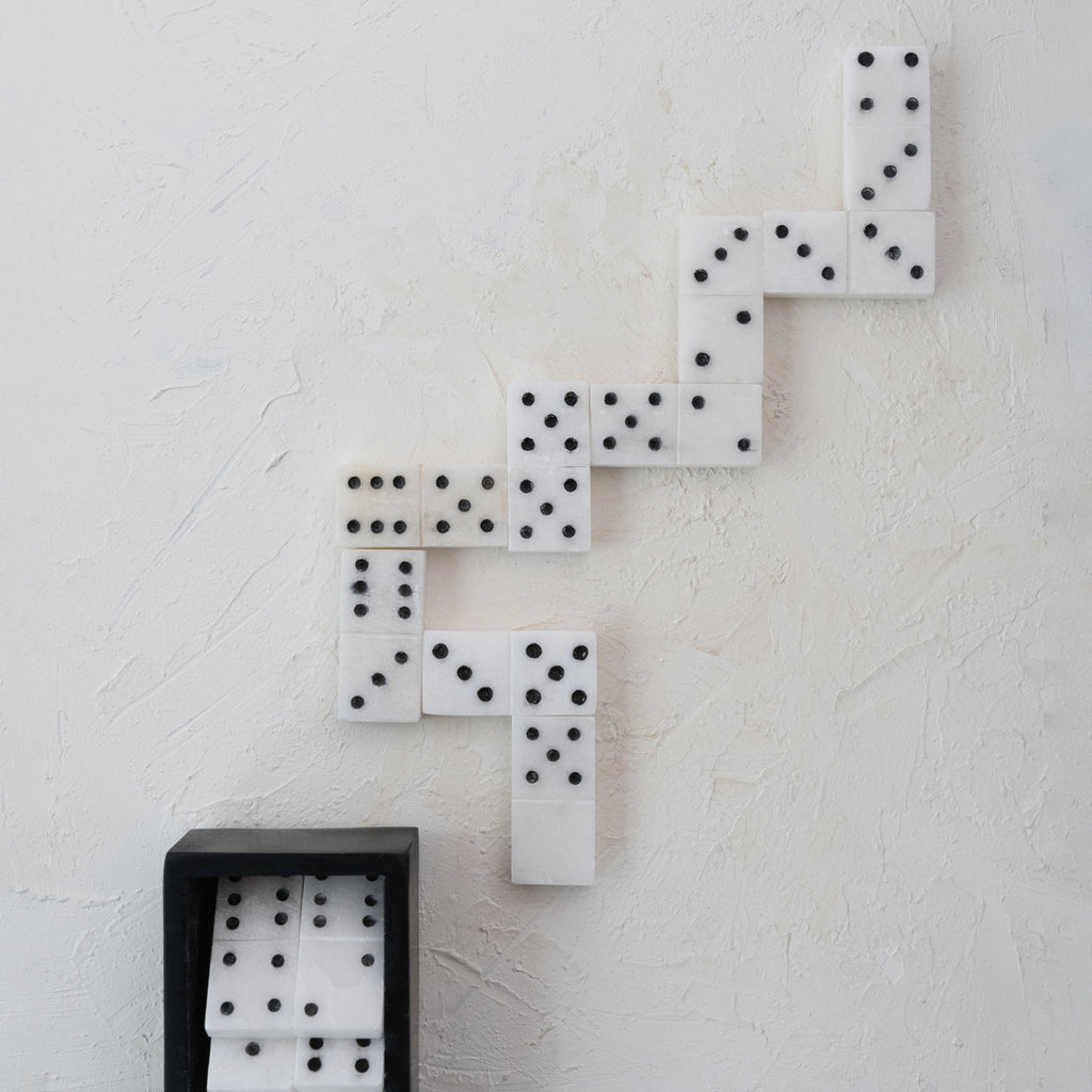 Handmade Alabaster Dominoes w/Soapstone Box