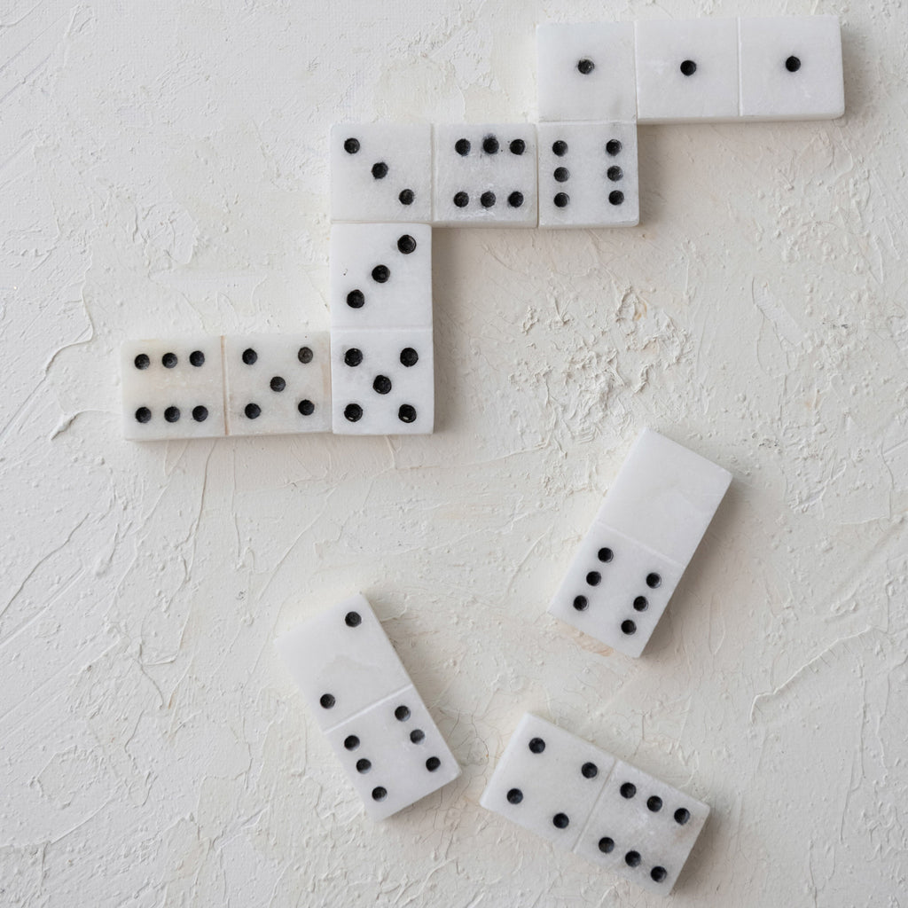 Handmade Alabaster Dominoes w/Soapstone Box
