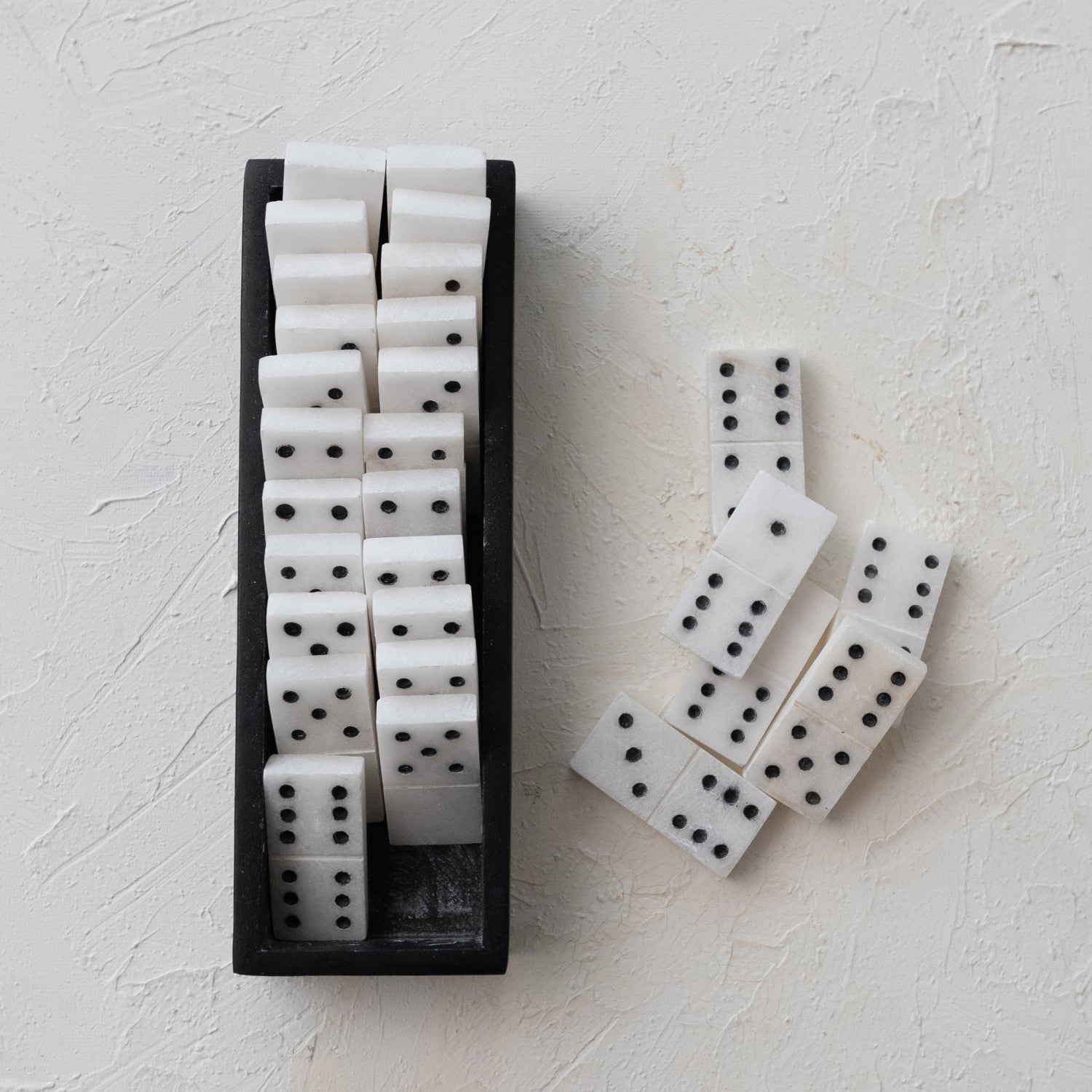 Handmade Alabaster Dominoes w/Soapstone Box