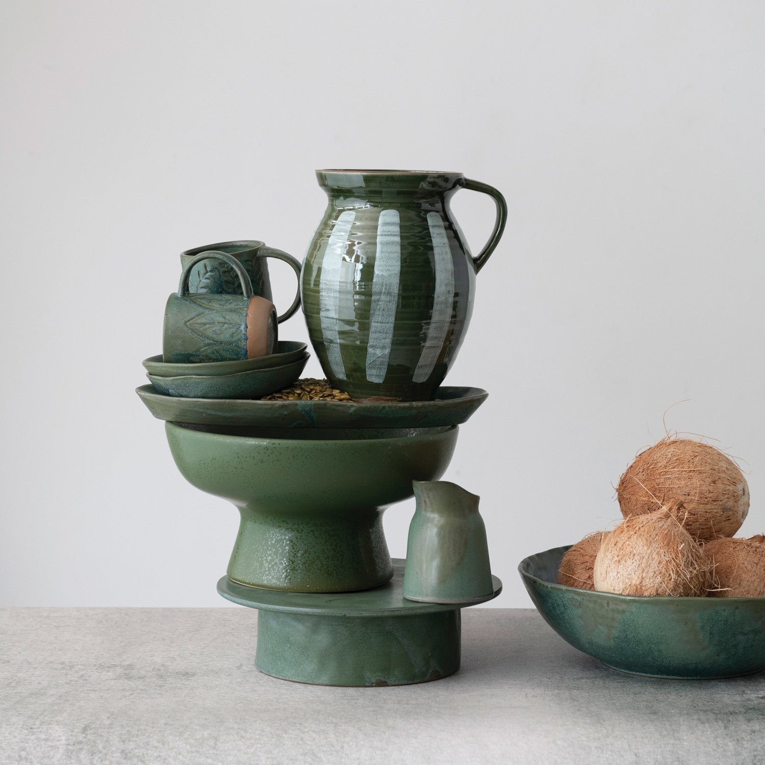Matte Green Stoneware Platter