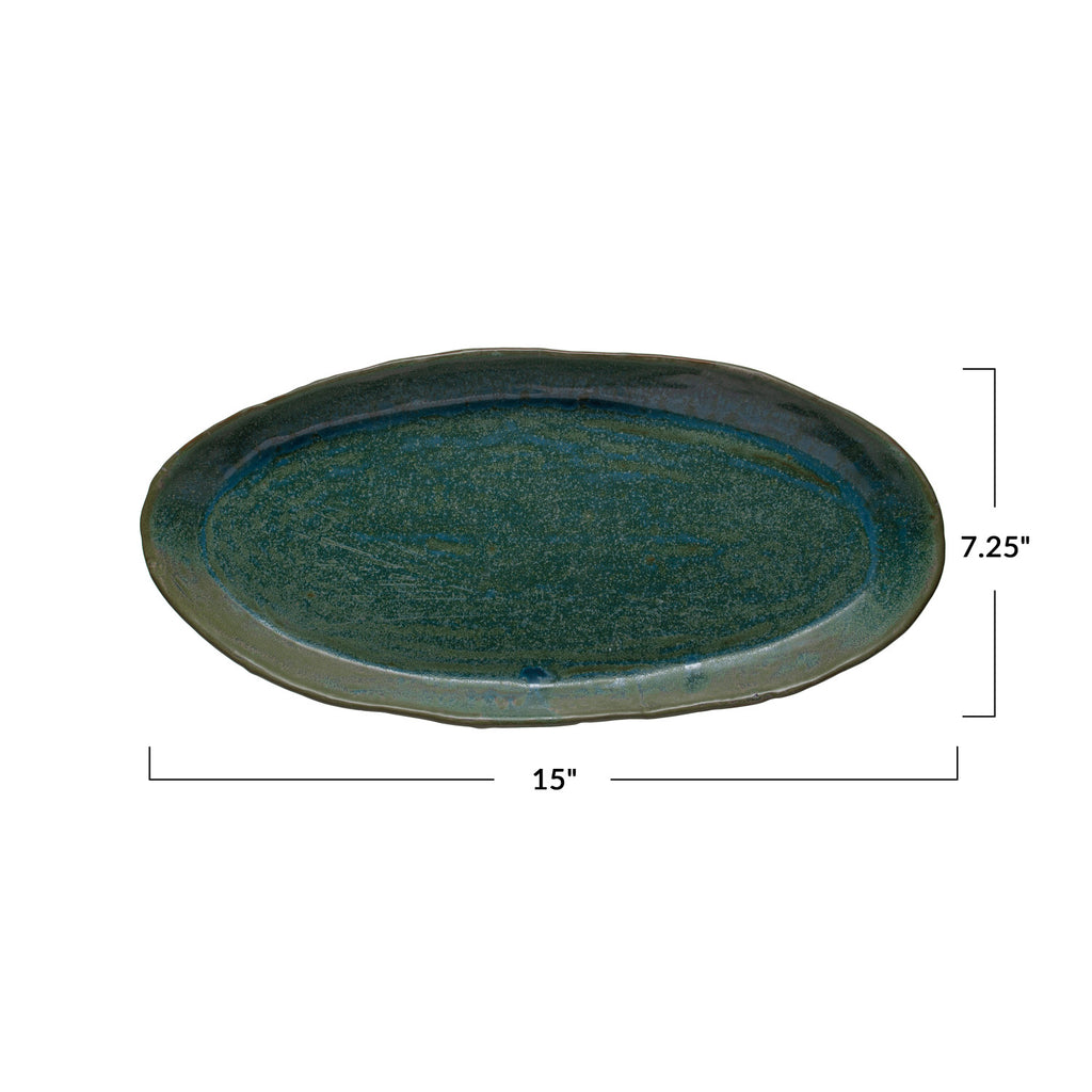 Matte Green Stoneware Platter