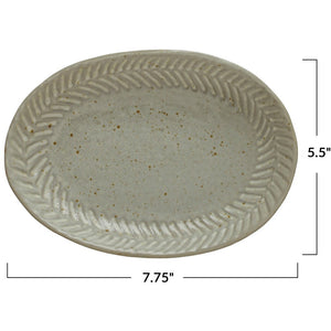 White Debossed Stoneware Plate