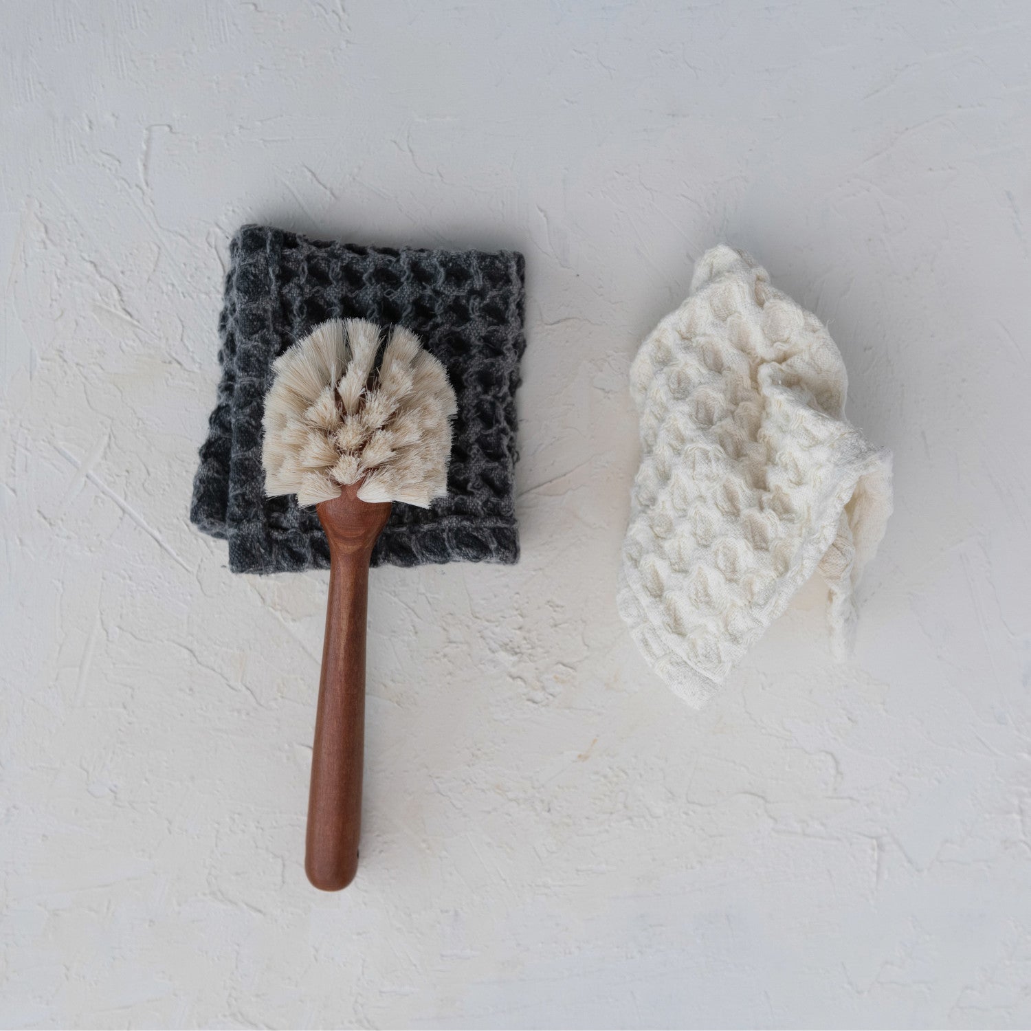 S/2 Square Cotton Waffle Weave Dish Cloths w/Loops