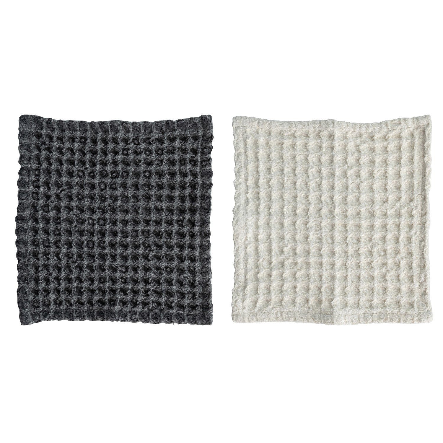 S/2 Square Cotton Waffle Weave Dish Cloths w/Loops