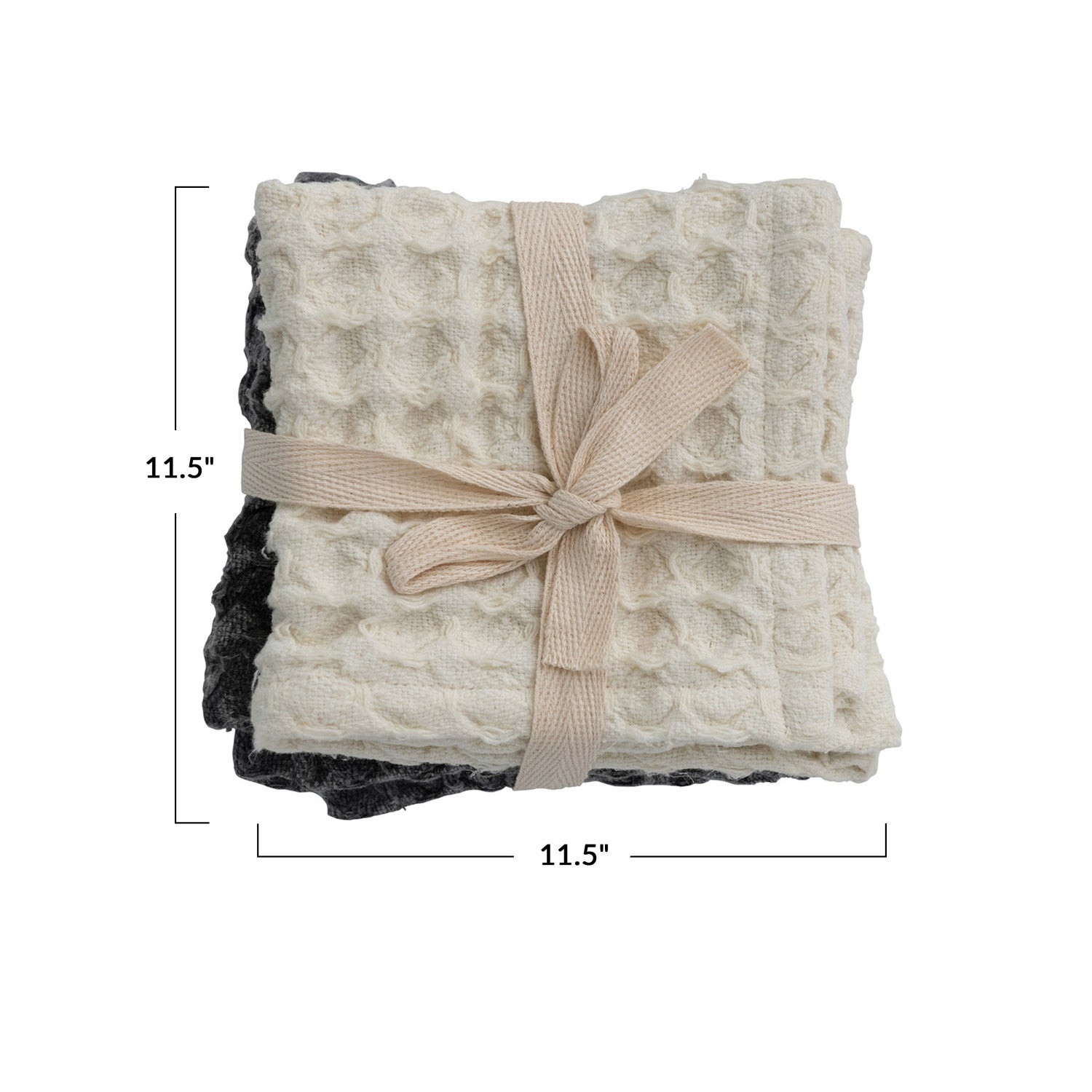 S/2 Square Cotton Waffle Weave Dish Cloths w/Loops