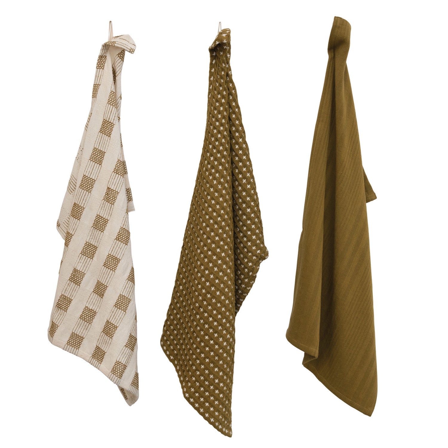 Natural & Olive Green Dish Cloths