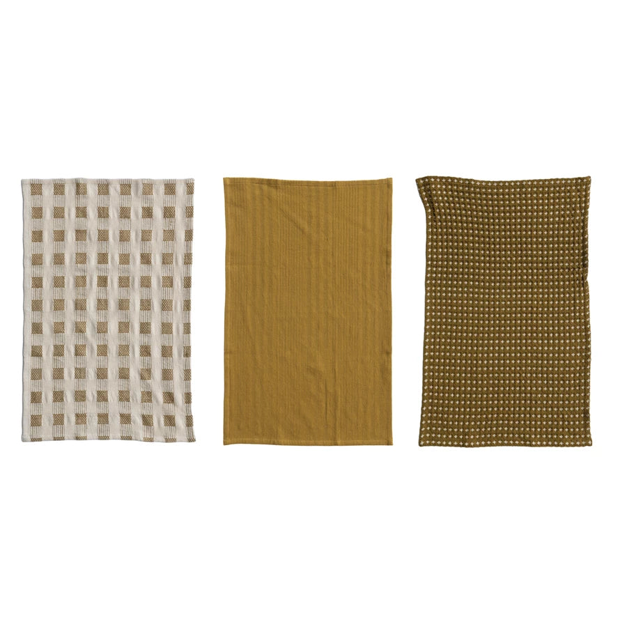 Natural & Olive Green Dish Cloths