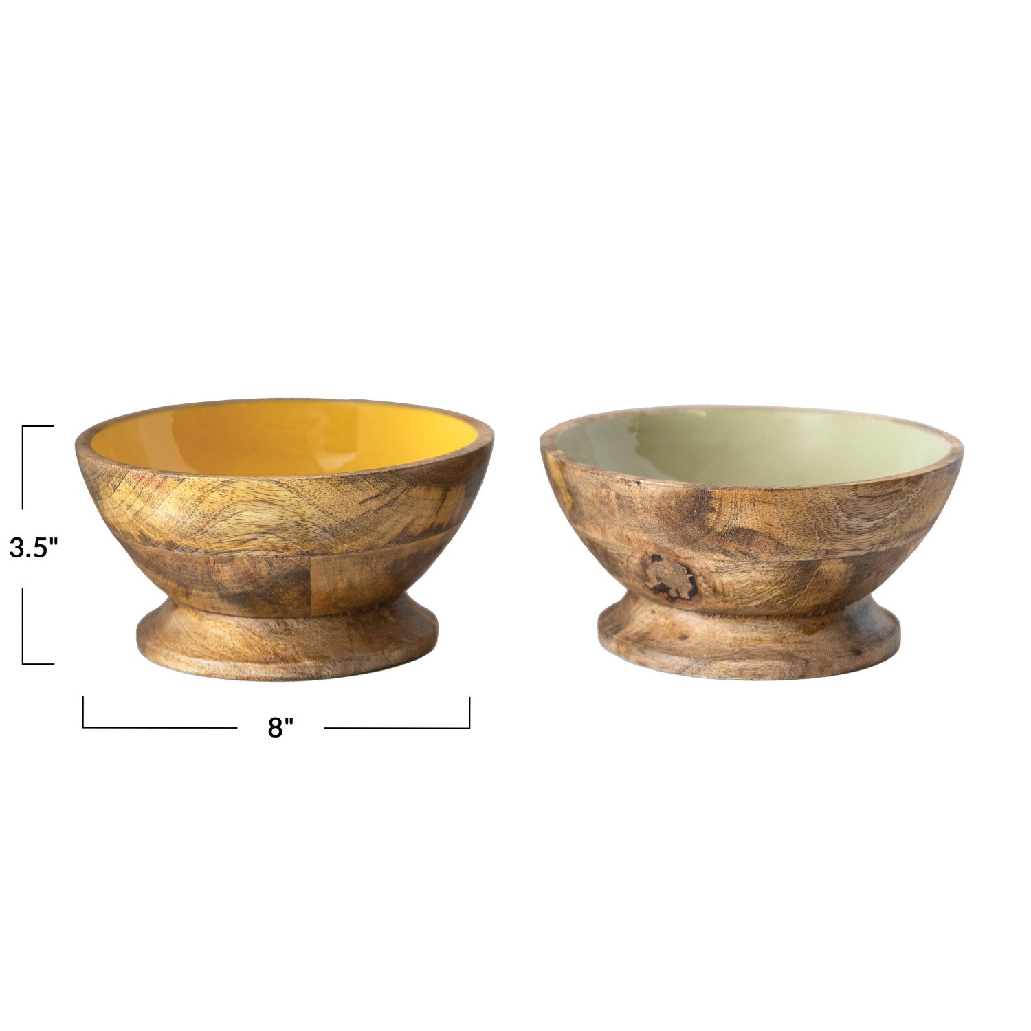 Enameled Mango Wood Footed Bowl