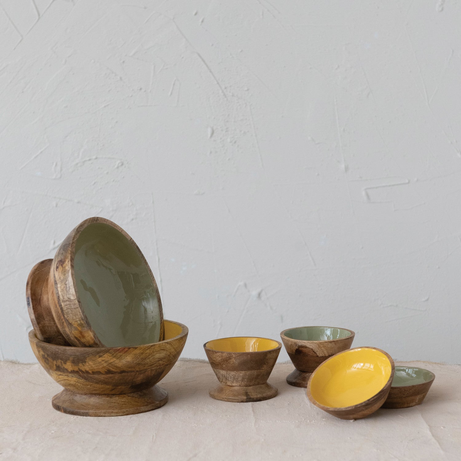 Enameled Mango Wood Bowl