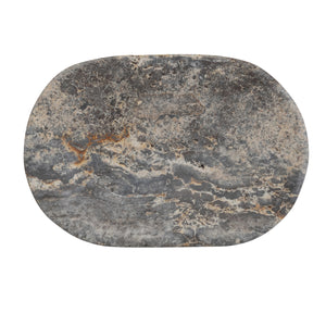 Grey Oval Travertine Soap Dish