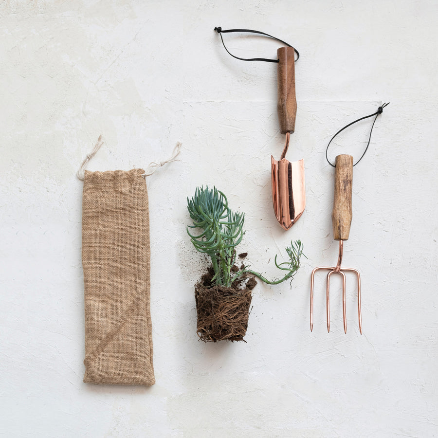 S/2  Garden Tools w/Wood Handles & Leather Ties