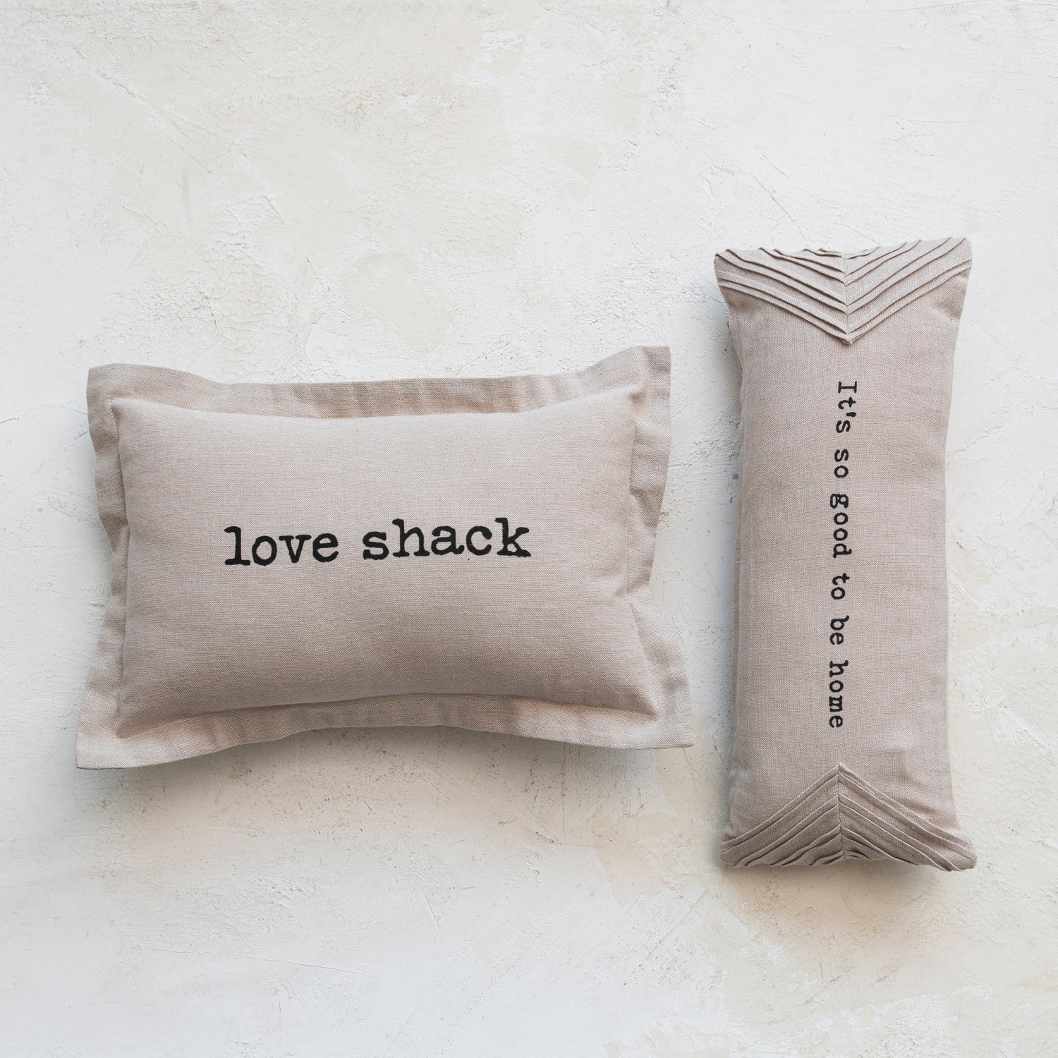 "Love Shack" Beige Lumbar Pillow