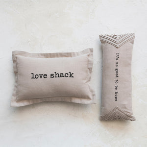 "Love Shack" Beige Lumbar Pillow