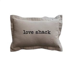 "Love Shack" Beige Lumbar Pillow
