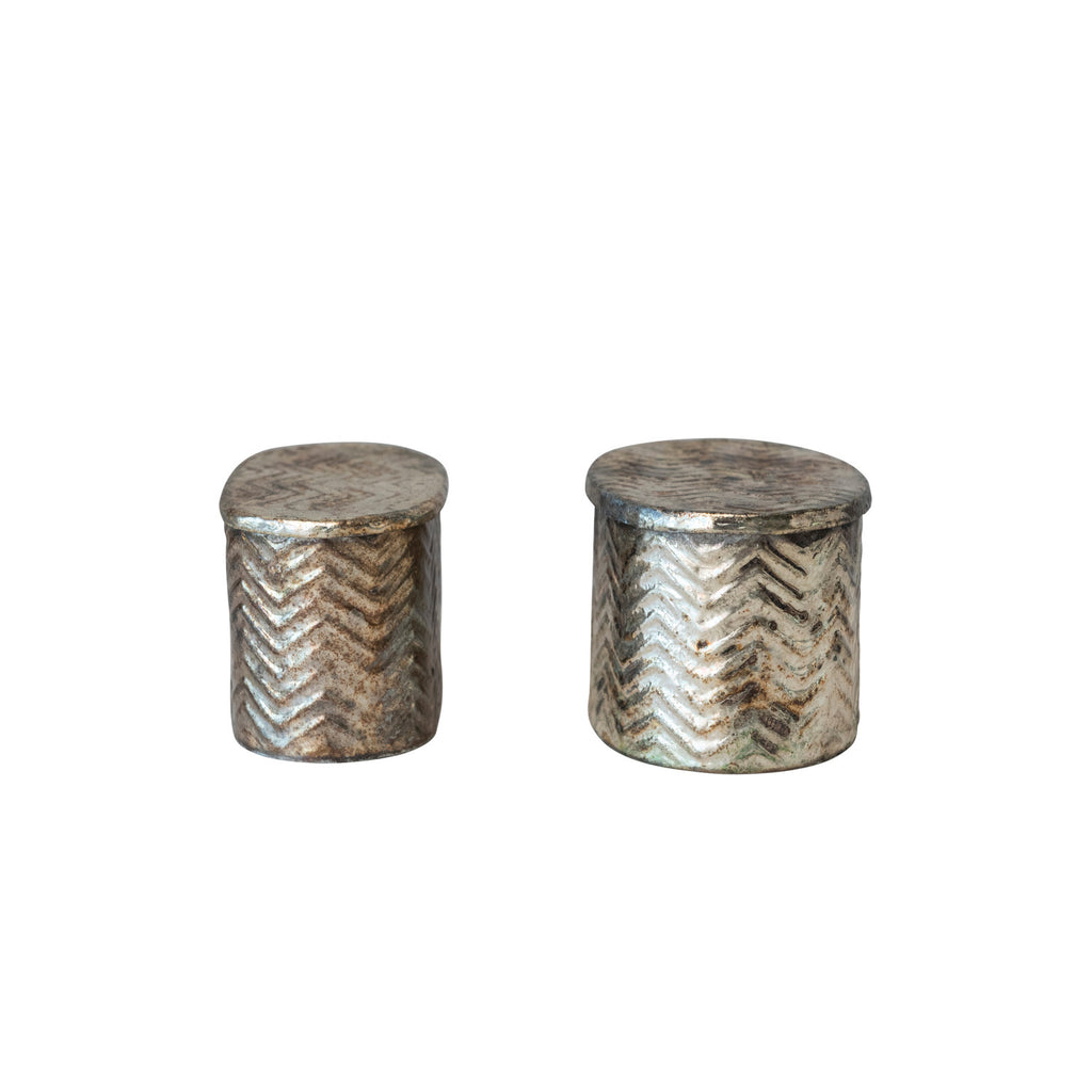 Debossed Oval Metal Boxes w/Lids