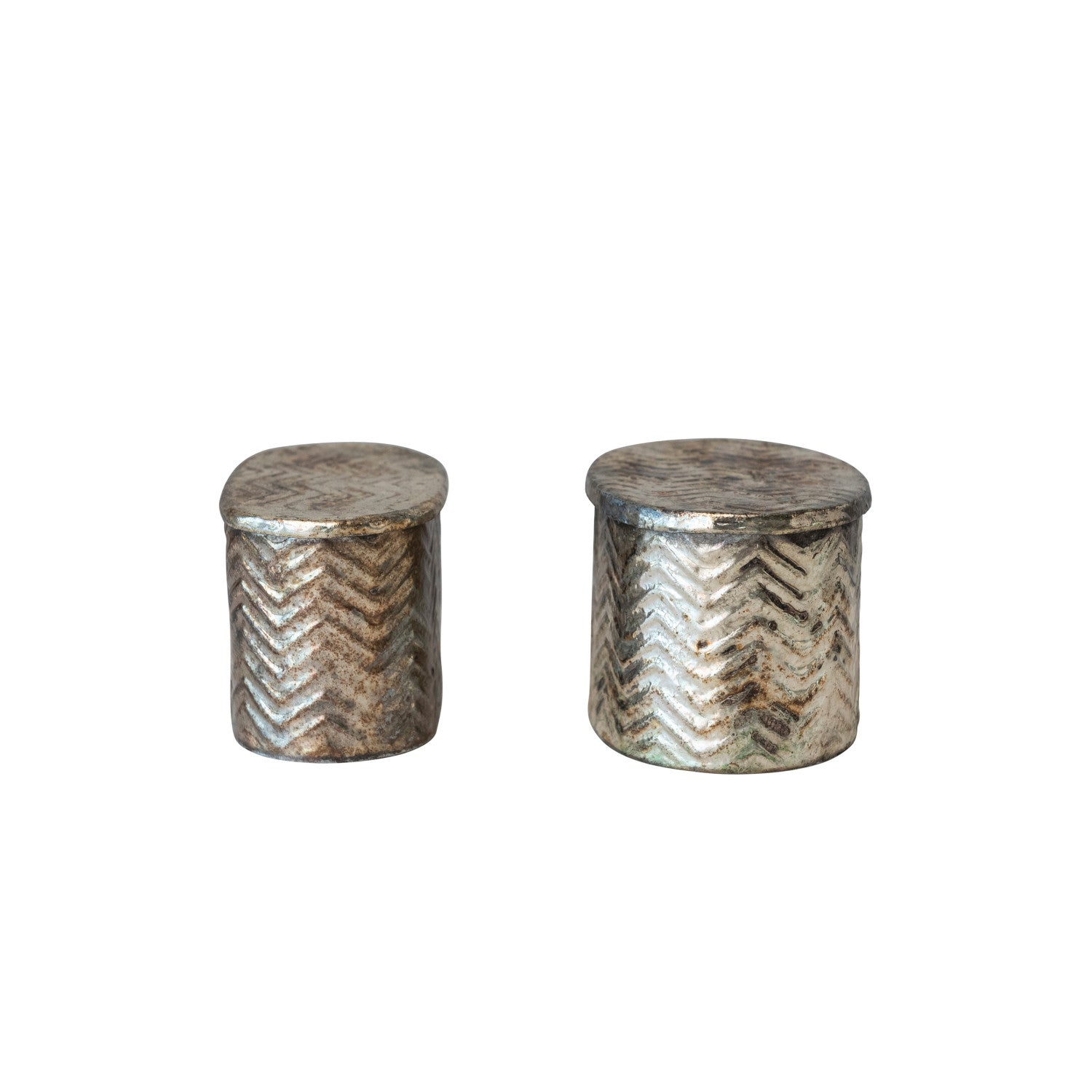 Debossed Oval Metal Boxes w/Lids
