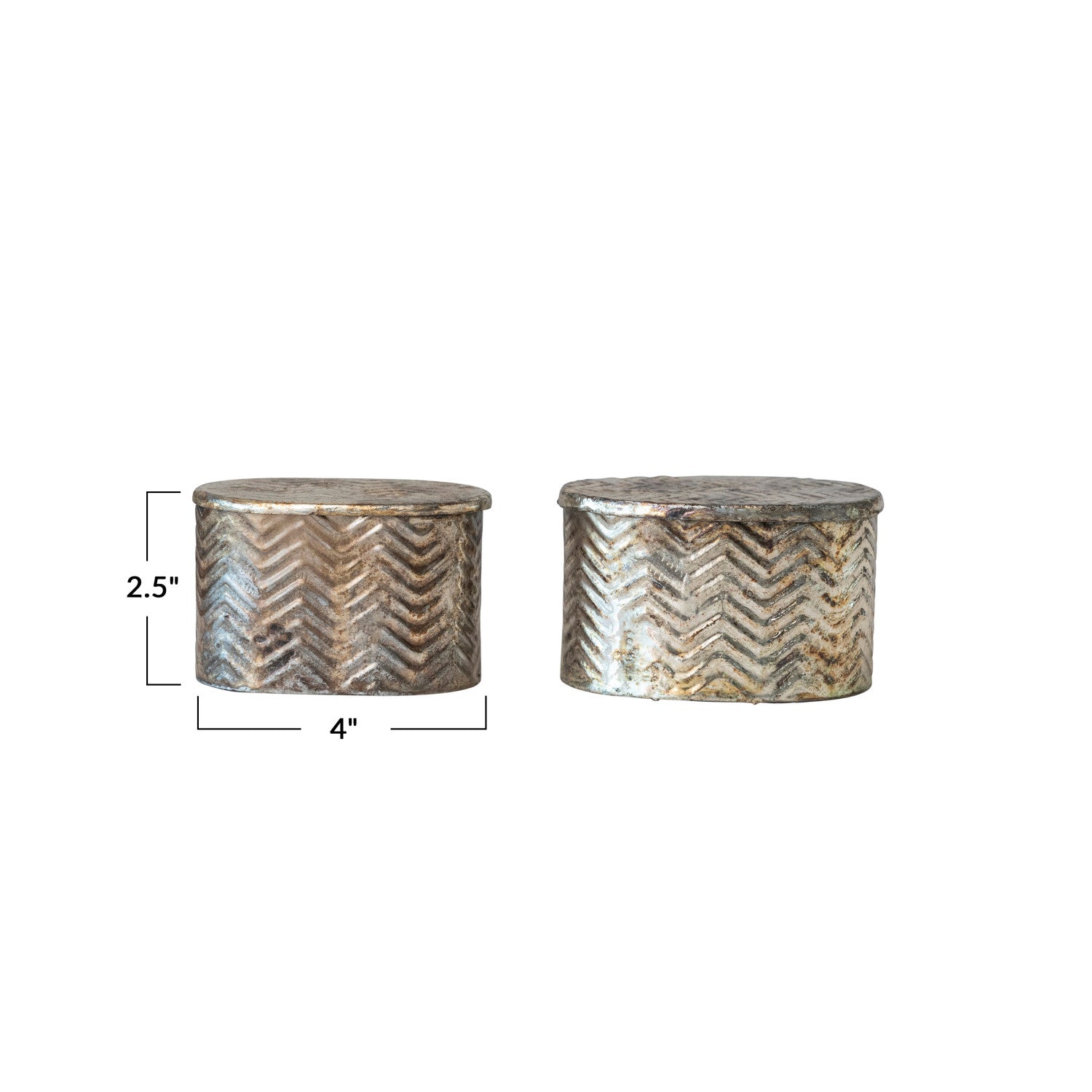 Debossed Oval Metal Boxes w/Lids
