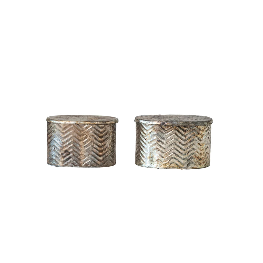 Debossed Oval Metal Boxes w/Lids