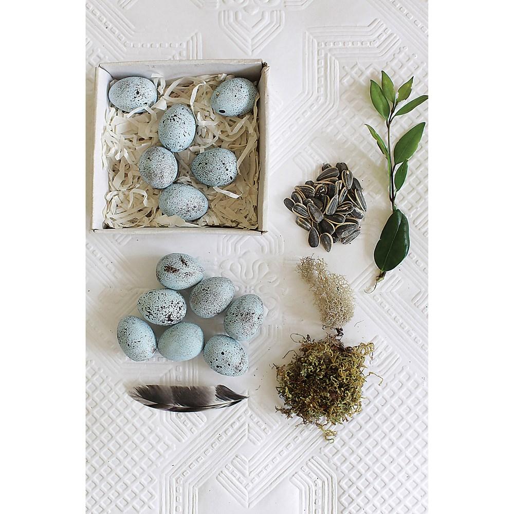 S/12 Boxed Ceramic Blue Speckled Eggs