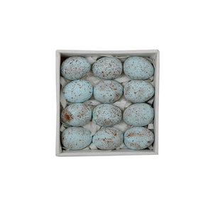 S/12 Boxed Ceramic Blue Speckled Eggs